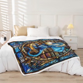 Western Dragon Kids Throw Blanket,Blue Dragon Reading Book Bookshelf Bed Blanket for Boys Girls,Geometric Patchwork Abstract Fleece Blanket,Trippy Chic Fuzzy Blanket,Twin Size (60 x 80 Inches)