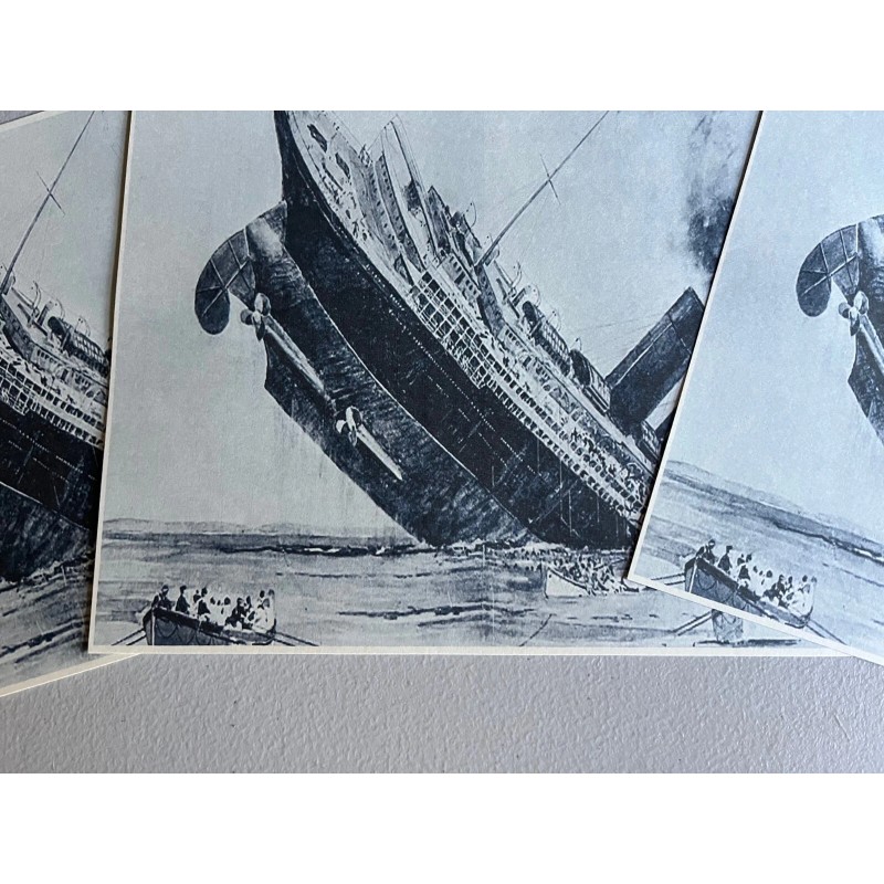 RMS LUSITANIA SINKING, BEAUTIFUL REPRINT DRAWING, 8.5 X 11