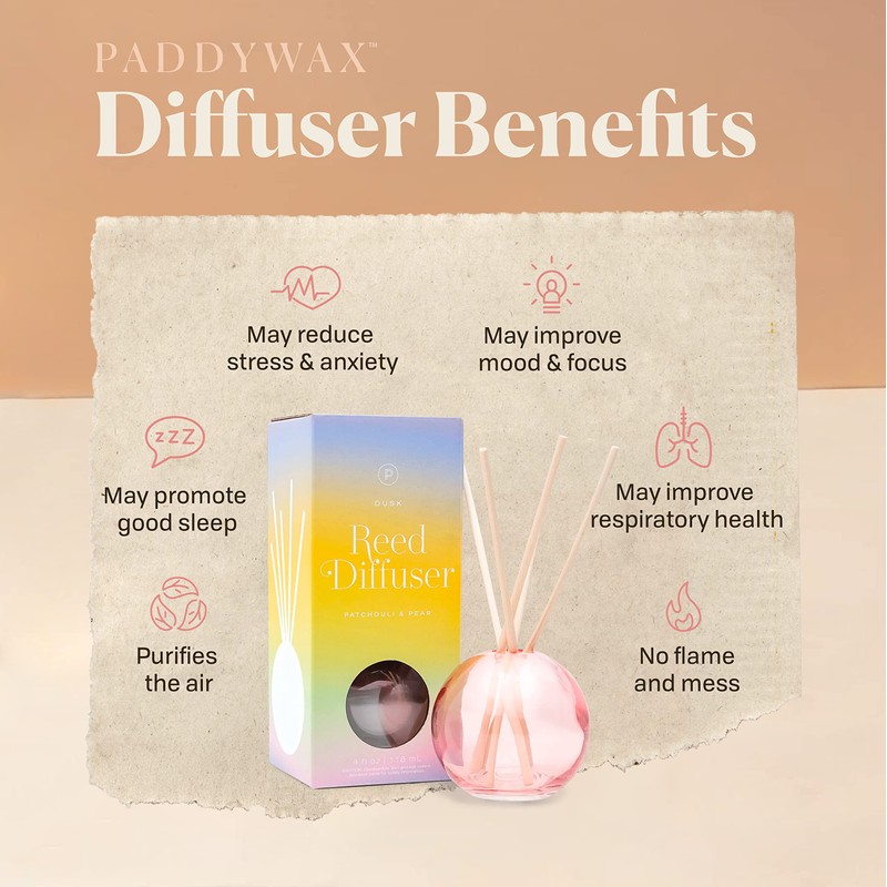 Paddywax Retro Glass Realm Collection Reed Diffuser, 4-Fluid Ounces, Green