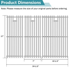 Criditpid Grill Grates for Charbroil Performance 4 Burner 463365021 463351021 463350722 463354021 463366022 463365522 463352521, 17" Cooking Grates for Charbroil Grill Parts G426-0004-W1 G426-0005-W1
