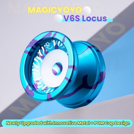 MAGICYOYO Responsive Yoyo V6S LOCUS for Kids 8-12, Professional Unresponsive Yoyo for Advanced, Dual Purpose Finger Spin Trick Yo-yo with 12 Yo yo Strings+Bearing Tool+Case Bag (Blue Purple)