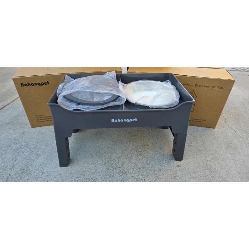 NAHANGPET 2-in-1 Elevated Slow Feeder Dog Bowls for Food and