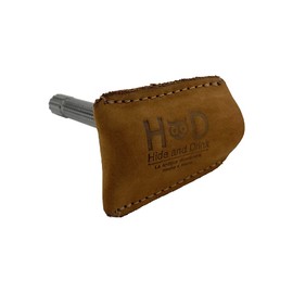 Hide & Drink, Leather Double Edge Safety Razor Head Protective Sheath, Shaving Travel Cover Handmade (Old Tobacco)