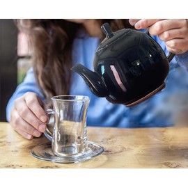 European Style Ceramic Teapot Coffee Pot Water Pot Porcelain Vintage Gift Tea Pot (Black)