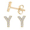 Initial Stud Earrings for Girls,14K Gold Plated Sterling Silver CZ