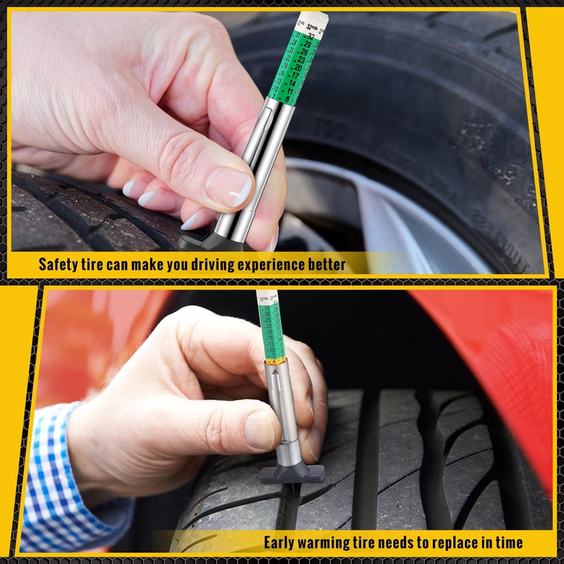 Tellegloww 50 Pcs Tire Tread Depth Gauge Color Coded Tyre