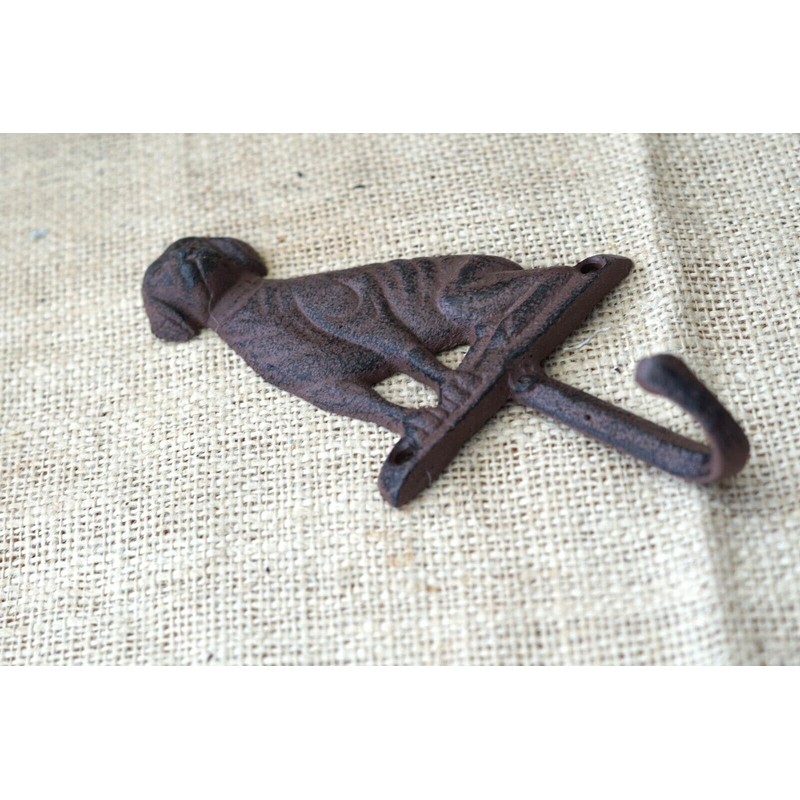 Vintage 6 Cast Iron Antique Style Dog Coat Hooks Hat
