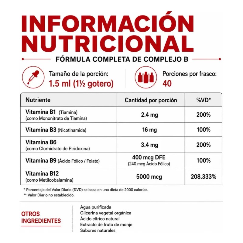 Vitamina B12 Líquida KAKEWEEU Complejo B con Metilcobalamina, para Cerebro