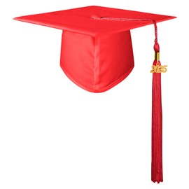 GraduationMall Matte Kindergarten & Preschool Graduation Cap for Kids with 2025 Tassel Red