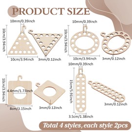 PH PandaHall 8pcs 4 Styles Wooden Embroidery Thread Organizers with Hooks Cross Stitch Floss Organizers with Holes Wood Thread Holders for Crafts Cross Stitch Sewing Embroidery Floss Storage