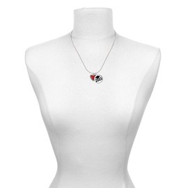 Delight Jewelry Silvertone Red Heart with Beaded Border Script Class of 2025 Dome Charm Necklace, 18"