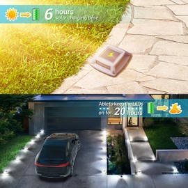 Solar Dock Lights 6 Pack Driveway Lights IP68 Waterproof Solar Deck Lights Outdoor LED Solar Powered Walkway Marine Warning Lights for Pathway Sidewalk Stair Step Garden Yard(White)