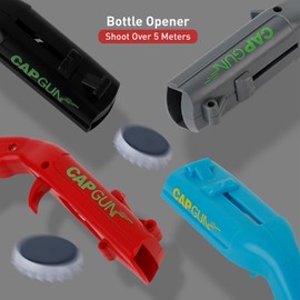 4-piece bottle cap shooting gun - Fun bottle opener tool launches bottle caps for parties, barbecues, and bar games