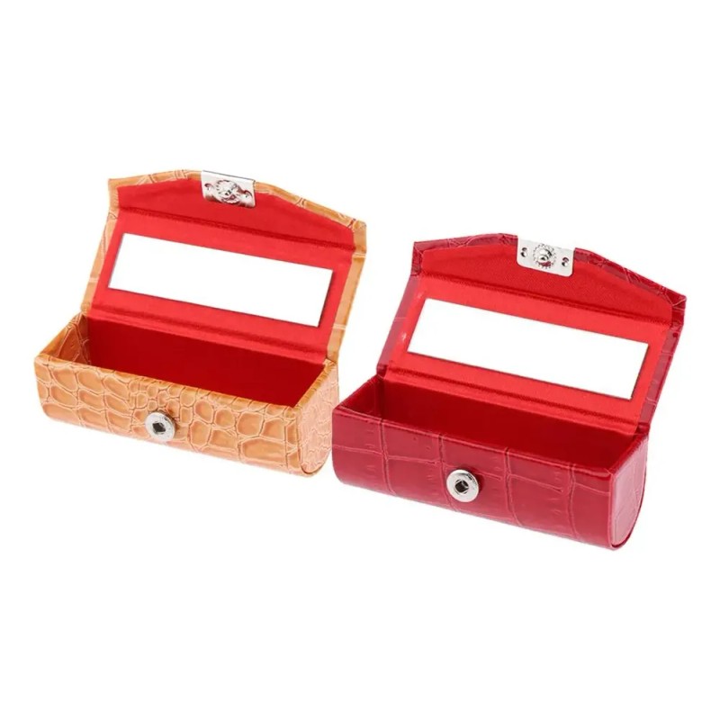 Estuche De Lápiz Labial Individual De Pu Para Rojo Naranja