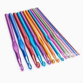 14PCS Aluminum Crochet Hooks Knitting Needles with Ergonomic Handles for Arthritic Hands 2.0mm/2.5mm/3.0mm/3.5mm/4.0mm/4.5mm/5.0mm/5.5mm/6.0mm/6.5mm/7.0mm/8.0mm/9.0mm/10.0mm