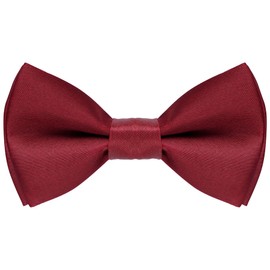 Bskifnn Kids Bow Tie Classic Solid Color Satin Bow Tie Adjustable Neck Bowtie for Kids Wedding Party (Wine red, kids)
