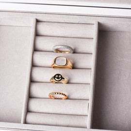 Aurelia Mae 14K Yellow Gold Women's Happy Face Statement Ring | Round Smiley Emoji Face Signet Ring Good Vibes Pinky Ring | Birthday Gift (Size 8)