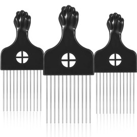 Boao 3 Packs Metal Hair Pick Afro Pick Comb Wig Braid Detangle Styling Lift Comb Tool for Women, Men Curly Hair Styling
