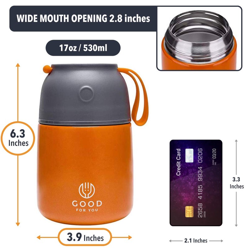 Insulated Food Flask - 530ml Stainless Steel Jar for Hot