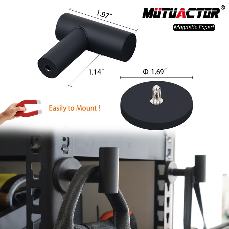MUTUACTOR Large Strong Magnetic Hook, Magnetic Coated Hook, Rare Earth
