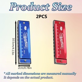 Harmonica Kids, Harmonica Kids, 10 Holes Harp Mouth Organ Harmonica For Adults, 2 Pcs Kids Harmonica, SuitableFor Stage, Classroom, Travel, Family Life, Party Games (Red, Blue)