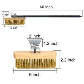 SHANGPEIXUAN Pizza Oven Brush with Scraper Brass Bristles Pizza Brush for Pizza Oven 40.5”Pizza Stone Brush