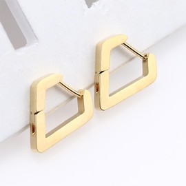 AFCJLTO 2 pieces gold hoop earrings for women, square hoop earrings for women, geometric earrings, hypoallergenic, gift idea for women, minimalist and fashionable, gift for women, gold