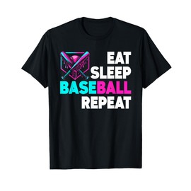 Eat Sleep Baseball Repeat Ice Cream Dripping Drip Baseball T-Shirt