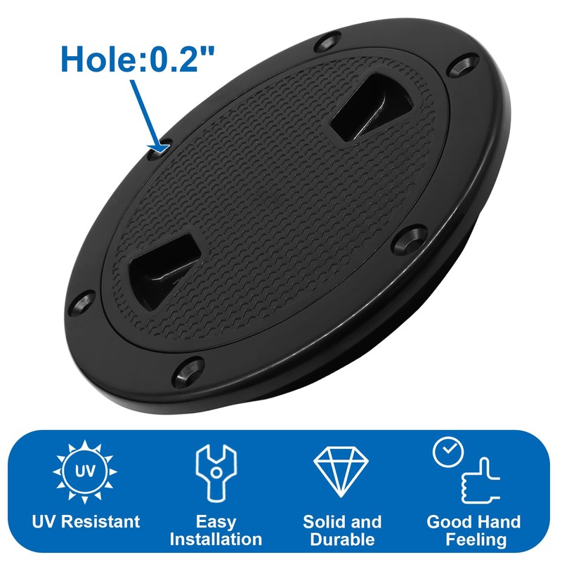 PHITUODA 4"/6"/8" Boat Hatch - Black Round Boat Deck Plates,