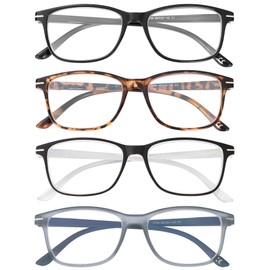 JOLISU 4 Pack Reading Glasses Men Women Spring Hinges Comfortable Glasses for Reading,3.50