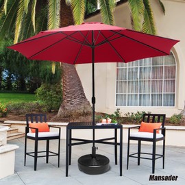 Mansader Fillable Plastic Umbrella Base Stand 50 Lbs Water Table Patio Umbrella Bases, Weighted Outdoor Patio Market-Heavy Duty Umbrella Stands, for Outdoor, Lawn, Garden, Pool, Rattan Weave (Black)