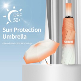 Yoobure Inverted Travel Umbrella, Automatic Umbrellas for Rain, Windproof Compact Folding with Reflective Stripe, Portable Large for Backpack, Lightweight with Sun UV Protection