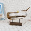 Veclotch Rustic Distressed Wood & Metal Whale Figurine, Nautical Hand