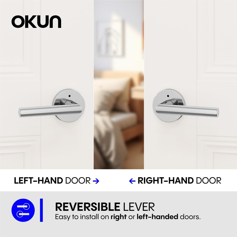 Okun Stark 1-Pack Chrome Privacy Door Levers – Push Button