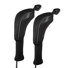 Andux 2 Pack Long Neck Golf Hybrid Club Head Covers Interchangeable No. Tag CTMT-01 Black