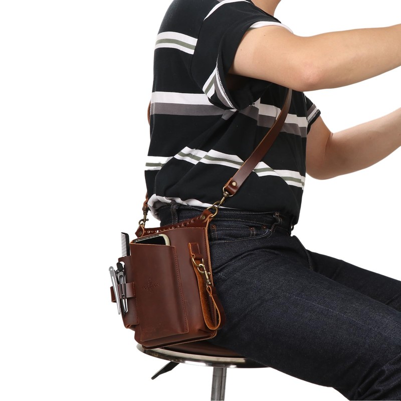 Tourbon Leather Scissor Belt Shoulder Bag Electrician Holster Gardening Florist