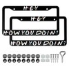 2 PCS Hey How You Doin Funny License Plate Frames,Premium Aluminum Alloy License Plate Covers with Screw Caps Cover Car Accessories﻿