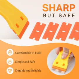 DOORES Hair Extension Tape Remover Scraper Tool with 10pcs Plastic Replacement Blades, Plastic Razor Blade Scraper Plastic Razor Blades for Wigs & Hairpiece Adhesives Remove