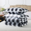 Caressma Buffalo Plaid Comforter Set Queen, Black White Buffalo Plaid