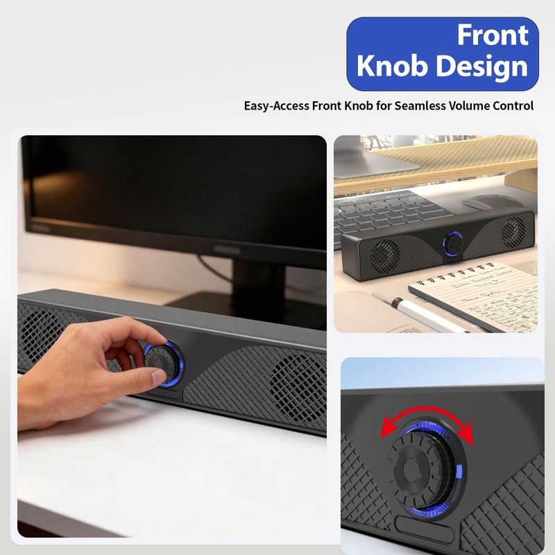 BRYNCO Computer Speakers for Desktop Monitor, USB Powered Wired PC