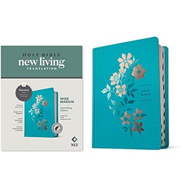 NLT Wide Margin Bible, Filament Enabled Edition (Red Letter, Hardcover Cloth, Ocean Blue Floral, Indexed)