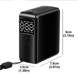 Tiny Air Pump Portable Smart Pump for Car Tires Inflatables Bicycles with  Preset High Pressure 150PSI Universal Nozzles LCD Display Type-C Charging