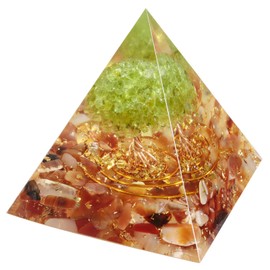 Nupuyai Carnelian Tree of Life Crystal Pyramid, Spiritual Ornament Quartz Point Spiral Reiki Healing Figurine for Protection with Gift Box