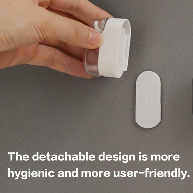 Wall Mounted Toothbrush Holder, Self-Adhesive Bathroom Storage Rack, Clear Plastic