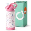 Choco Mocha Girls Water Bottle Kids Stainless Steel Water Bottle Metal Water Bottle with Straw Leak Proof Insulated Bottle for School BPA Free Double Wall 450ml/14Oz, Unicorn Pink