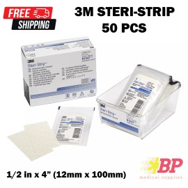 3M Steri-Strip R1547 Reinforced Adhesive Skin Closures 1/2 in x 4 in - 50PCS