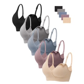 HBselect Nursing Bras for Breastfeeding, Seamless V Neck Maternity Bra Wireless Women Pregnancy Sleep Bralette