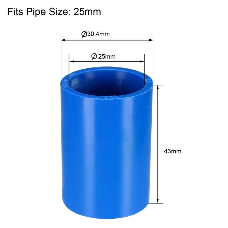 uxcell 25mm Straight PVC Pipe Fitting Coupling Adapter Connector Blue