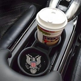 SimpleSteet Absorbent Ceramic Car Coasters for Cup Holders, Bald Eagle Design 2.56" Anti Slip Universal Drink Cup Coasters for Women Men (2 Pack)