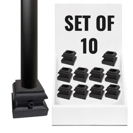 Decorex Hardware Aluminum Flat Base Shoe - DIY-Friendly Metal Balusters Shoe Base Staircase - Powder Coated Satin Black Stair Spindles Bases - Set of 10, for 5/8" Round Balusters - DH-36